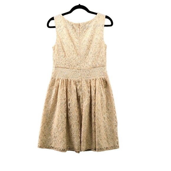 Ann Taylor Loft Sleeveless Lace Dress Size 4 Cream A-Line Knee Length Formal - Picture 2 of 11
